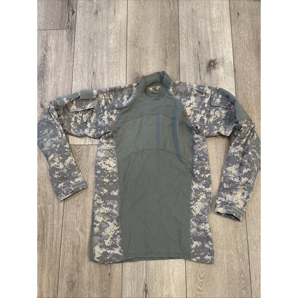 MASSIF Mens Medium Shirt Green Camo Mountain Gear Army‎ Combat Long Sleeve #699